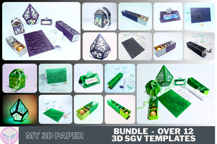 Bundle 12 SVG Wedding Invitation Gift Box Leaf Vine Succulen