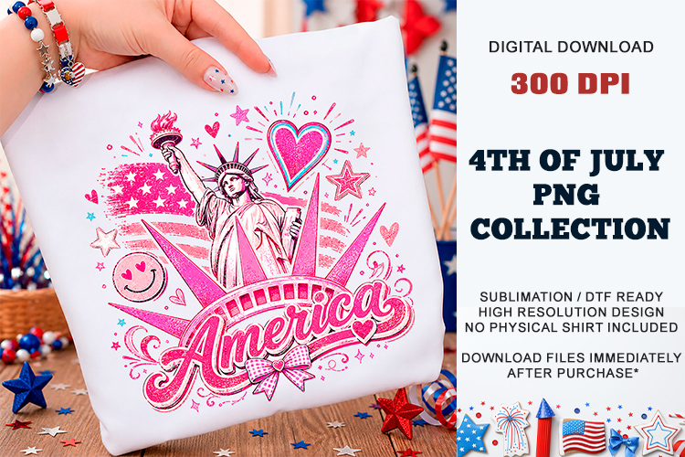 Pink America Liberty PNG | Girly Patriotic Sublimation