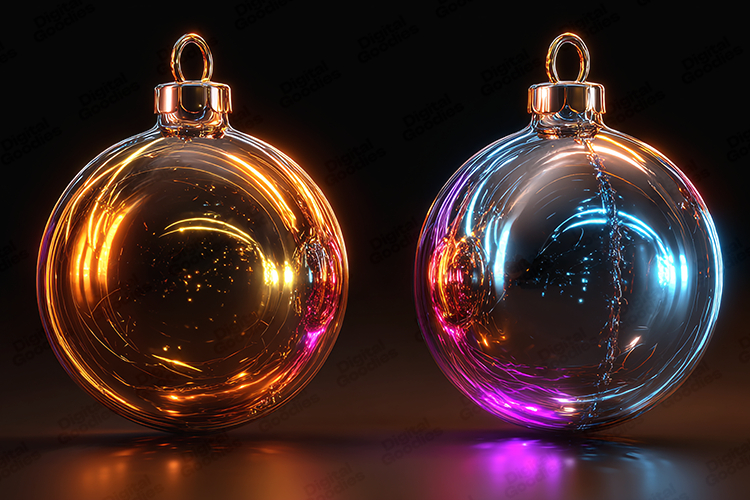 Neon Glass Christmas Ornaments - Futuristic Holiday Balls