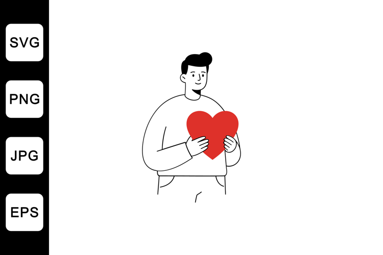 Person holding a heart in a minimal vector art style illustr