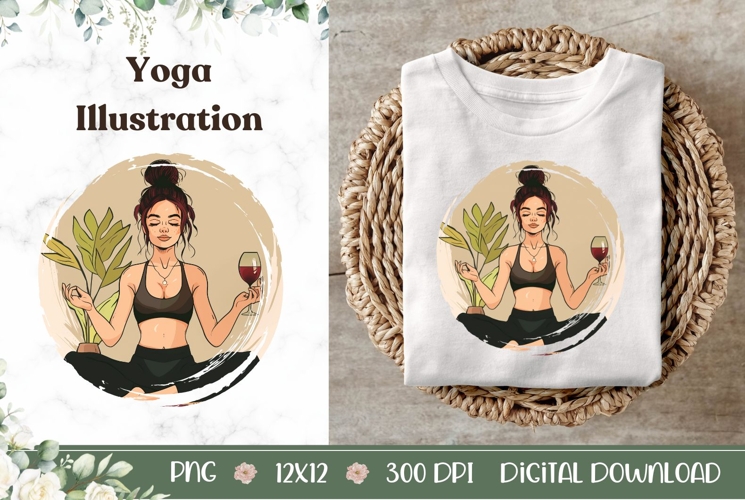 Cartoon Yoga Illustration, Wine Yoga PNG