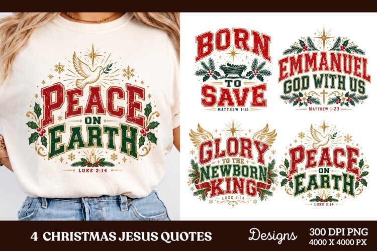 4 Christian Christmas PNG Designs, 4 Bible Verse Christmas P example image 1