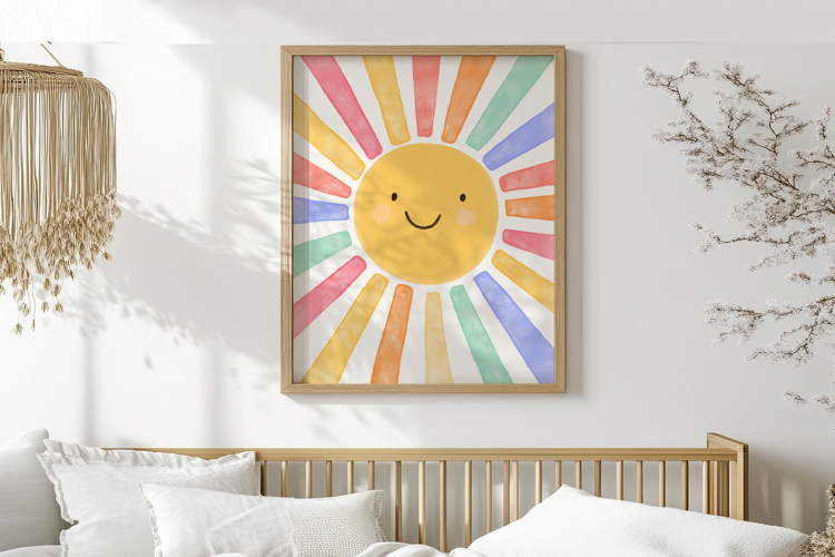 Watercolor Sun Wall Art Print