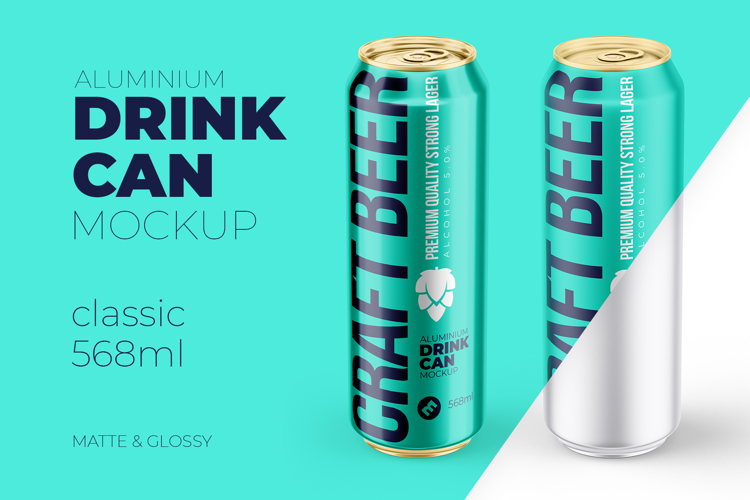 Classic 568ml Aluminium Can Mockup