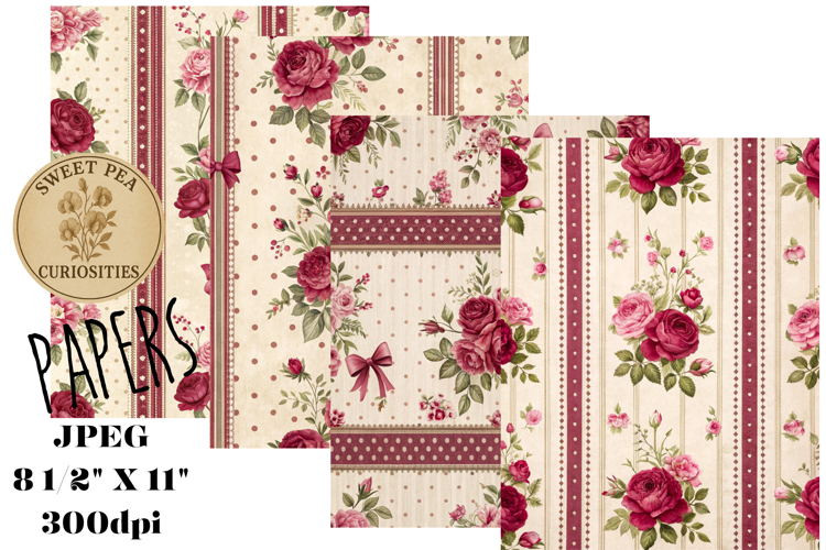 Shabby Chic, Flowers, Papers, Junk Journal