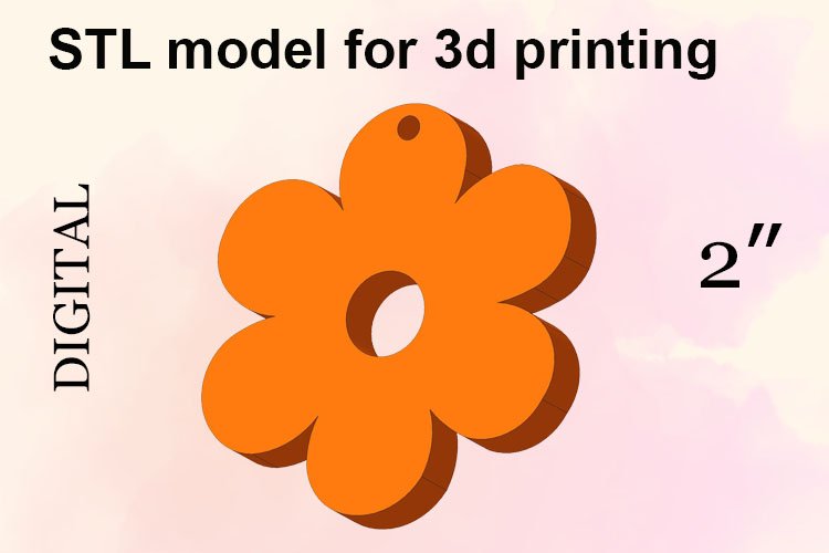 Keychain Simple Flower, 3d print file example image 1