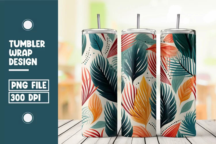 Colorful Abstract Leaves Tumbler Wrap Sublimation