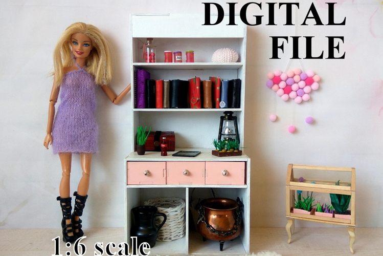 Dollhouse kitchen cabinet vector file, download 1/6 scale