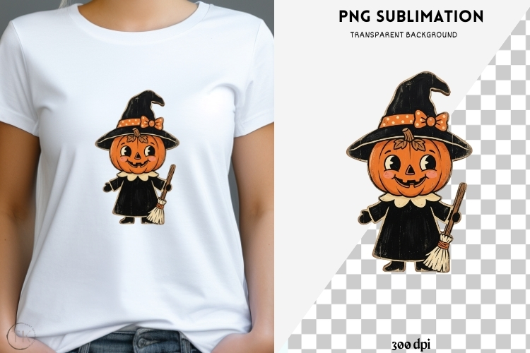 Vintage folk-art halloween png design for T-shirts