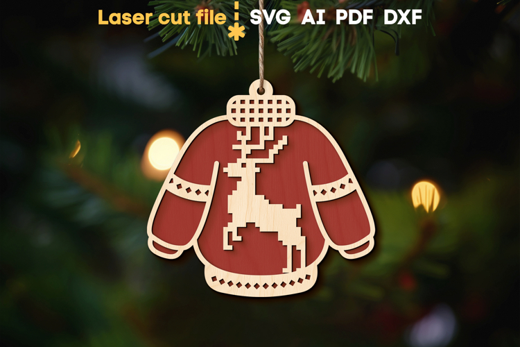 Sweater Christmas Ornament SVG laser cut file for Glowforge