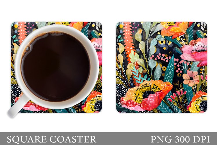 Flowers Coaster Design. Floral Coaster Sublimation