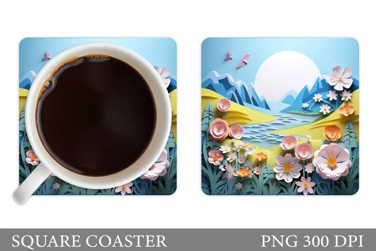 Spring Landscape Coaster Design. Spring Coaster Sublimation