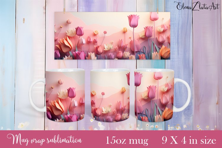 Flowers Mug Sublimation, Floral Design Mug example image 1