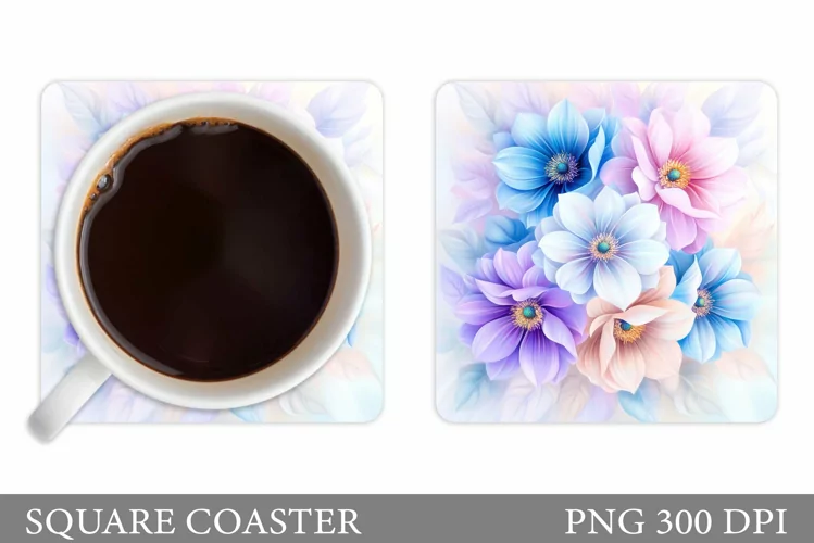 Floral Coaster Design. Flowers Coaster Sublimation