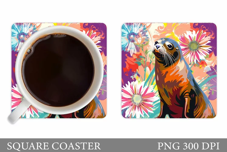 Seal Square Coaster Design. Seal Coaster Sublimation