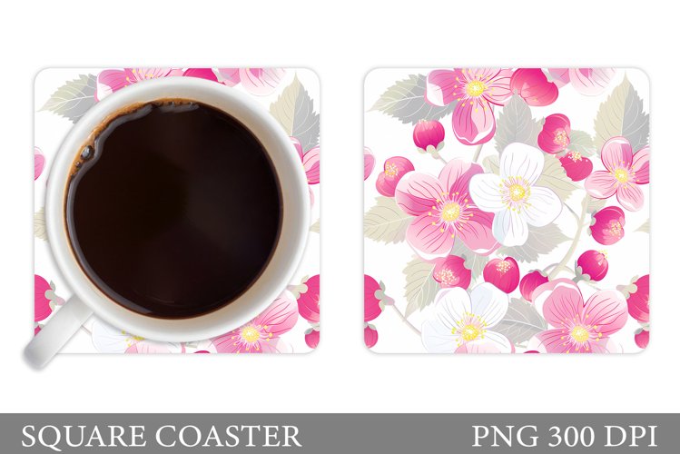 Flowers Coaster Design. Flowers Coaster Sublimation example image 1