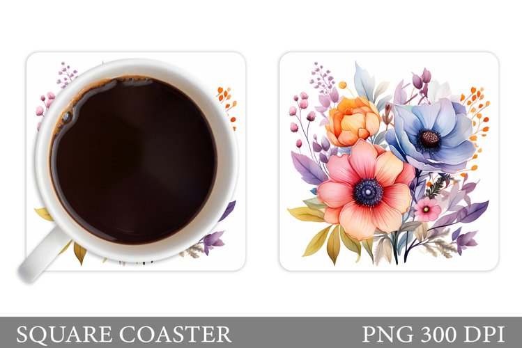Flowers Coaster Design. Flowers Coaster Sublimation example image 1
