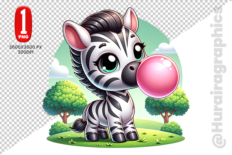 Cute Zebra Clipart - PNG File