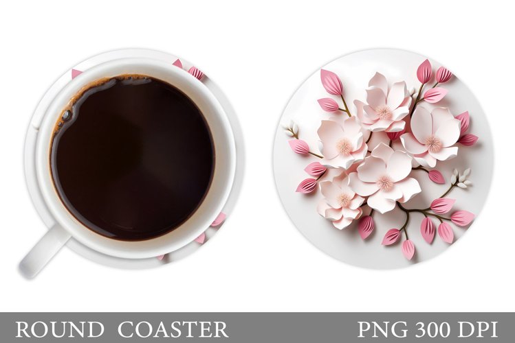 3D Flowers Coaster Sublimation. Spring Flowers Coaster example image 1