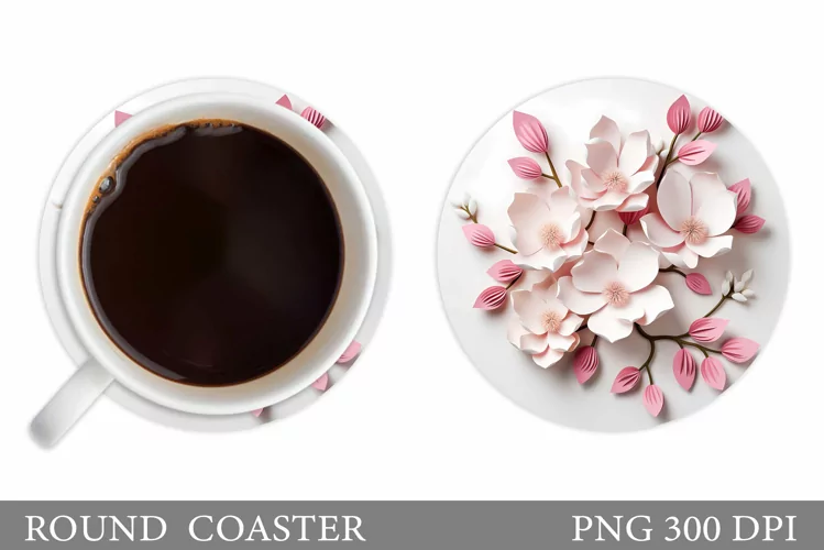 3D Flowers Coaster Sublimation. Spring Flowers Coaster