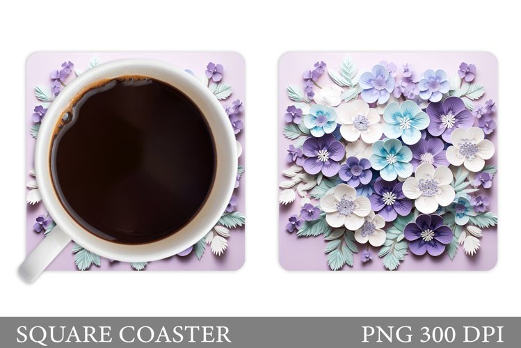 Flowers Coaster Design. 3D Flowers Coaster Sublimation example image 1