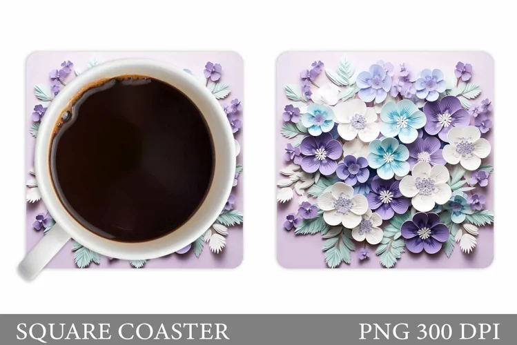 Flowers Coaster Design. 3D Flowers Coaster Sublimation
