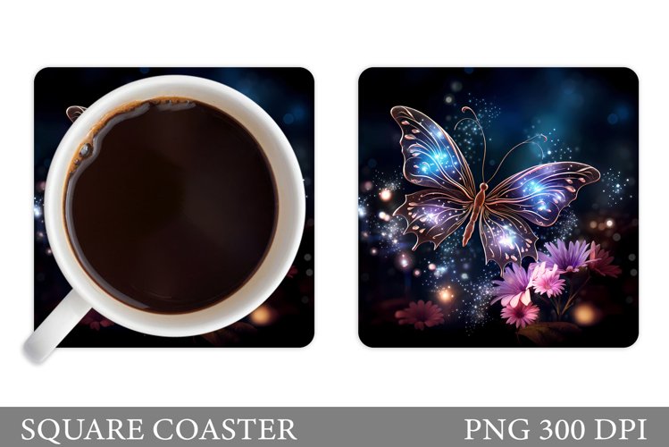 Butterfly Coaster Design. Floral Coaster Sublimation