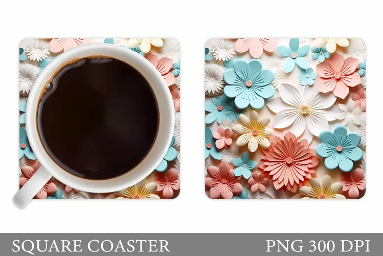 Daisy Flowers Coaster Design. 3D Flowers Coaster Sublimation