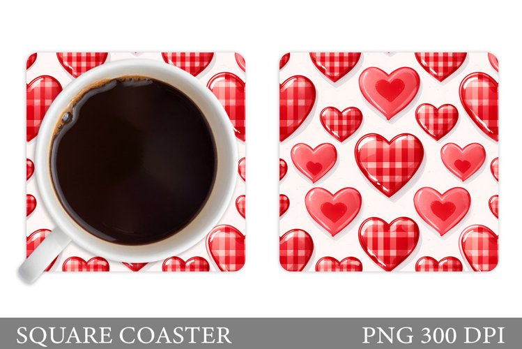 Hearts Coaster Design. Colorful Hearts Coaster Subimation