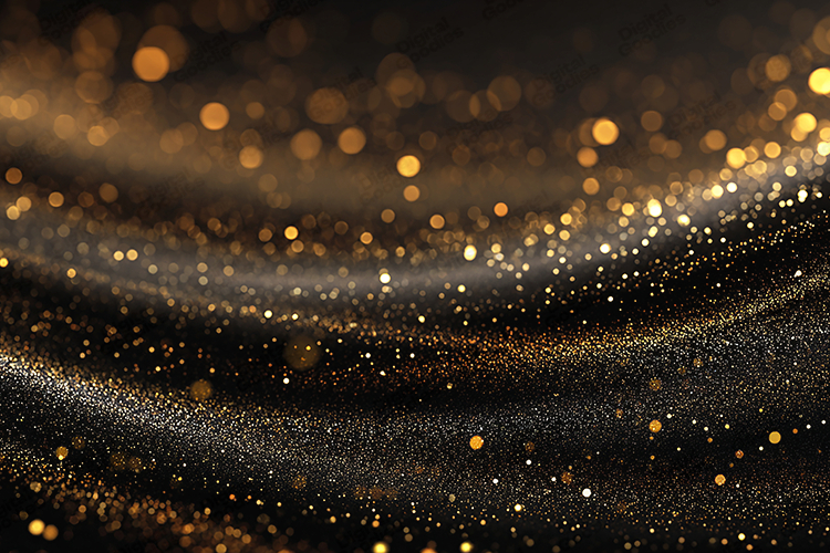 Golden Glitter Sparkle Background with Black Bokeh