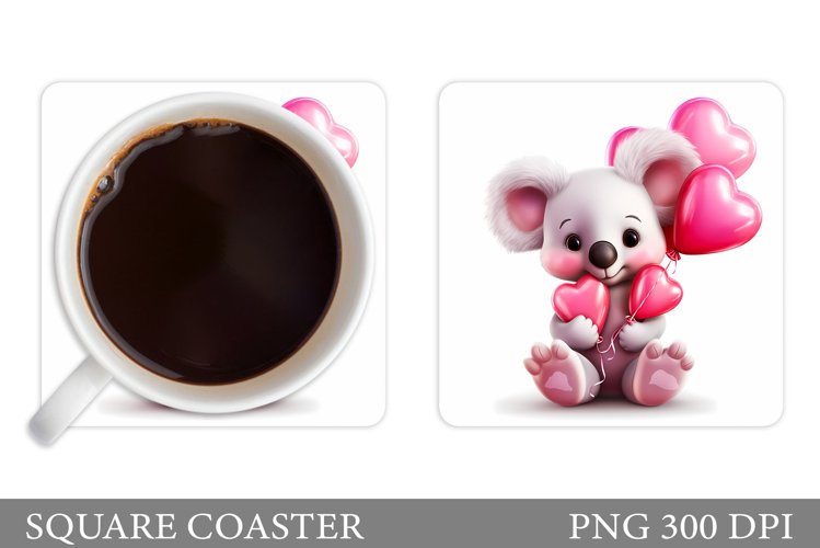 Valentine Koala Coaster. Koala Balloons Coaster Sublimation