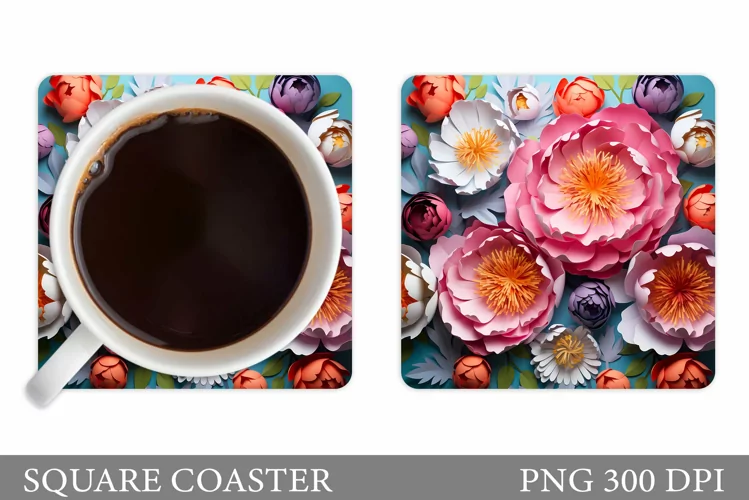 3D Flowers Coaster Design. Flowers Coaster Sublimation