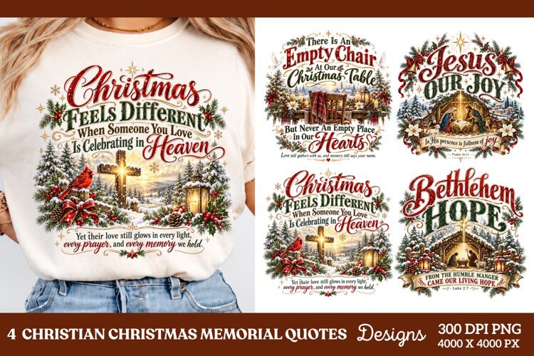 4 Christian Christmas PNG Designs, 4 Nativity Scripture PNG example image 1