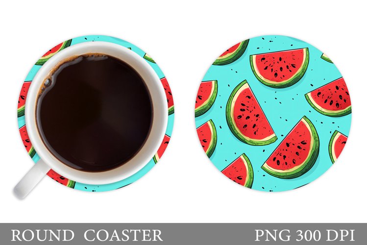Watermelon Coaster Design. Summer Round Coaster Sublimation
