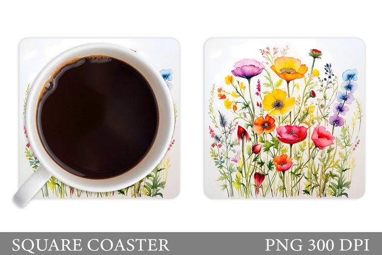 Flowers Coaster Design. Wildflowers Coaster Sublimation