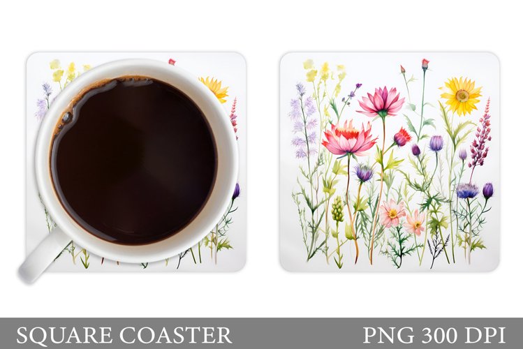 Flowers Coaster Design. Wildflowers Coaster Sublimation
