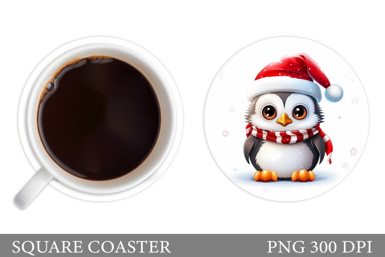 Christmas Penguin Coaster. Winter Penguin Coaster Design example image 1