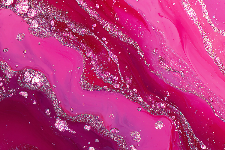 Pink glittering silver accents and swirling patterns