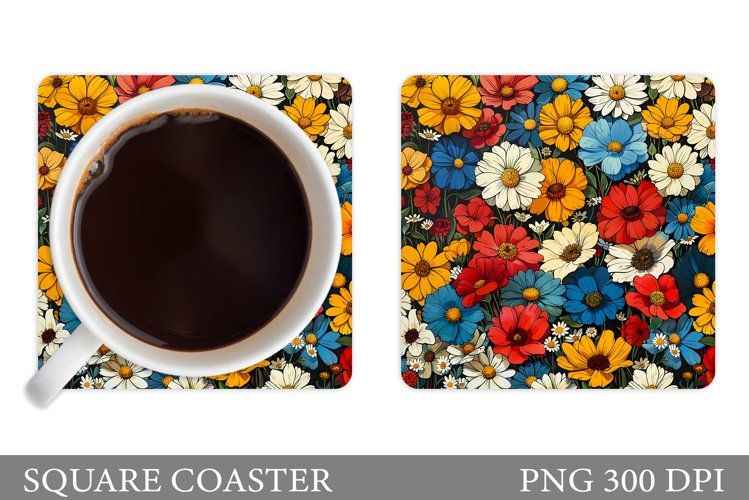 Flowers Coaster Design. Sublimation Coaster Flowers