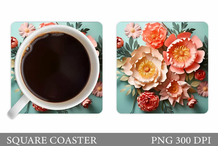 Flowers Coaster Design. 3D Flowers Coaster Sublimation