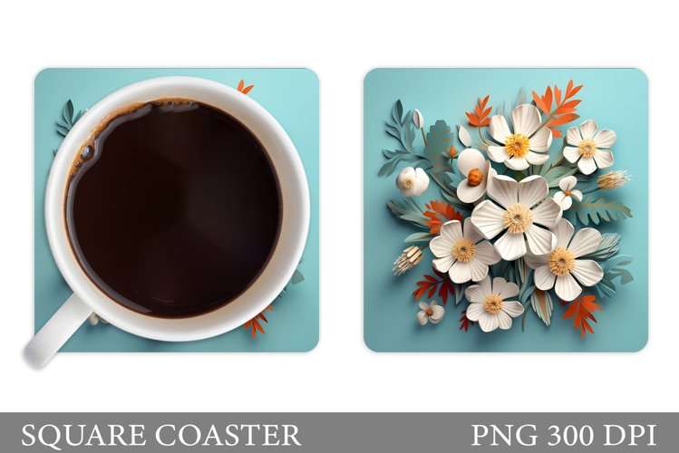3D Flowers Coaster Design. Flowers Coaster Sublimation example image 1