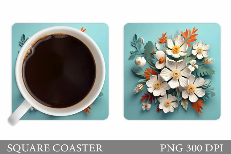 3D Flowers Coaster Design. Flowers Coaster Sublimation