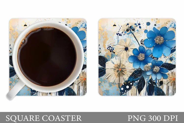 Flowers Square Coaster Sublimation. Flowers Coaster Design