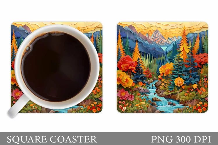 River Coaster Design. Mountains Coaster Sublimation