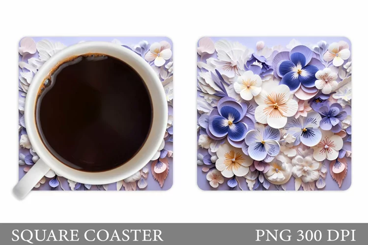 3D Flowers Coaster Sublimation. Wildflowers Coaster Design