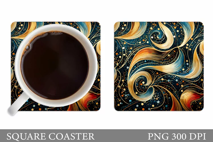 Abstract Coaster Design. Abstract Glitter Square Coaster