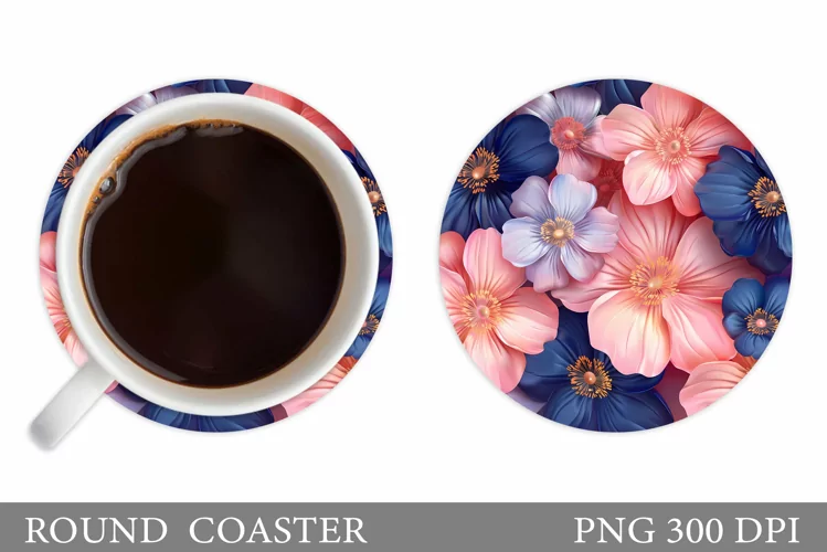Flowers Coaster Design. Flowers Coaster Sublimation