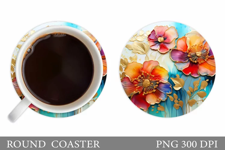 Flowers Coaster Design. Sublimation Coaster Flowers