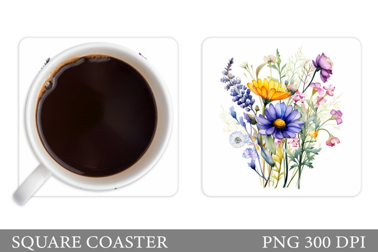 Flowers Coaster Sublimation. Wildflowers Coaster Design