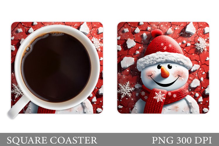 Snowman Coaster Sublimation. Snowman Square Coaster Design